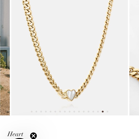 Bellalucci Gold Heart Chain Necklace , mother of pearl - Picture 2 of 6